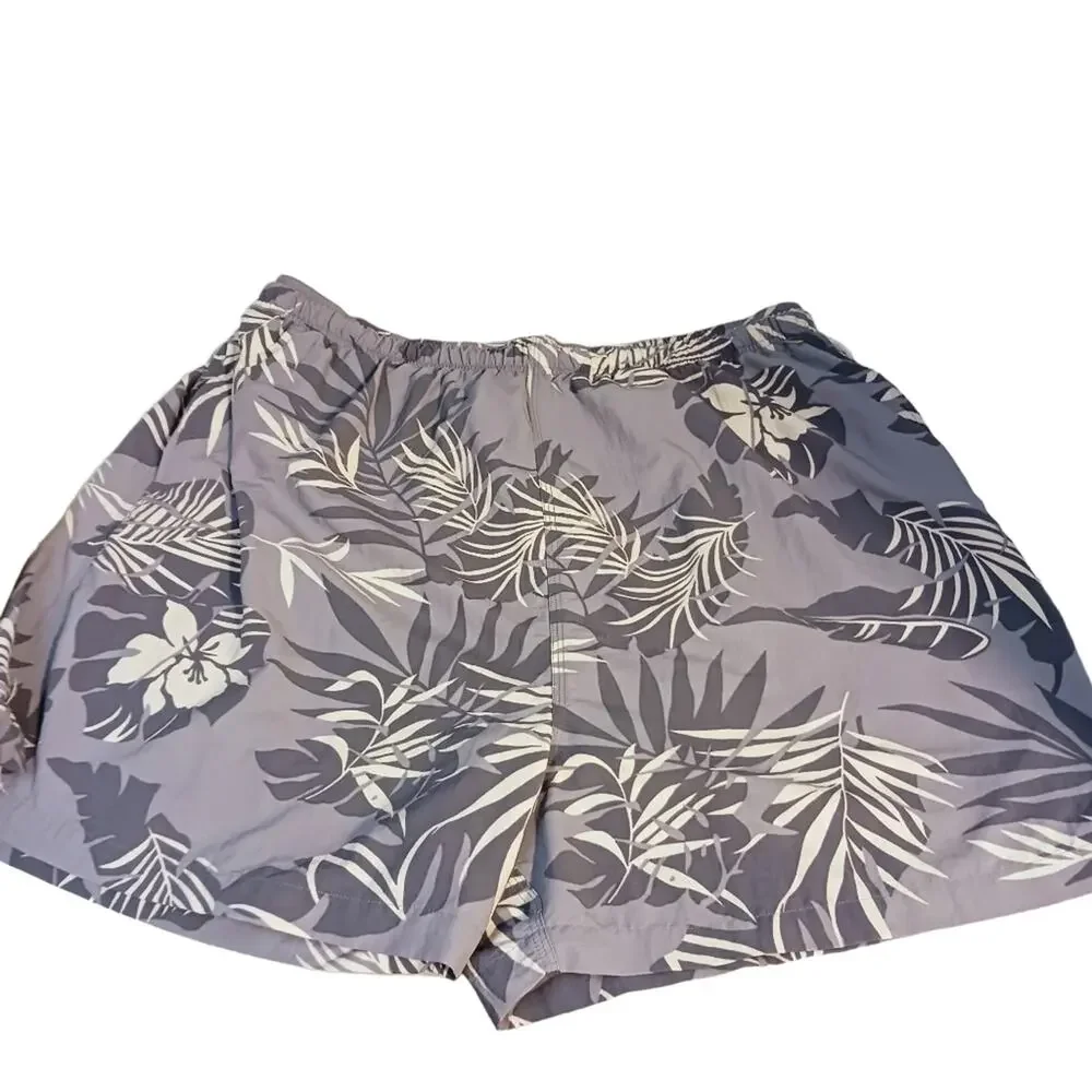 Tommy Bahama SWIM TRUNKS Sz XXL GRAY Tropical Floral Mesh Pockets Travel Hot Tub